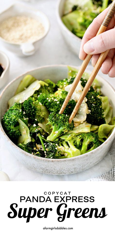 Greens Side Dishes, Japanese Cabbage Side Dish, Super Greens Recipes, Panda Express Greens Recipe, Super Greens Panda Express, Panda Express Super Greens Recipe, Panda Express Super Greens, Green Cabbage Recipes, Steamed Broccoli Recipes