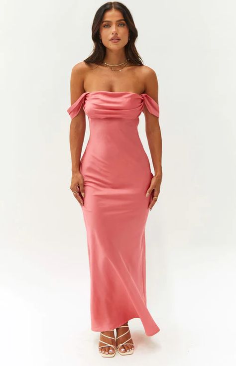 Ella Pink Off Shoulder Formal Dress – Beginning Boutique US Off Shoulder Formal Dress, Off The Shoulder Formal Dress, Pleated Party Dress, Vestidos Color Rosa, Backless Evening Dress, Backless Bodycon Dresses, Women's Evening Dresses, Maxi Dress Formal, Maxi Dress Evening