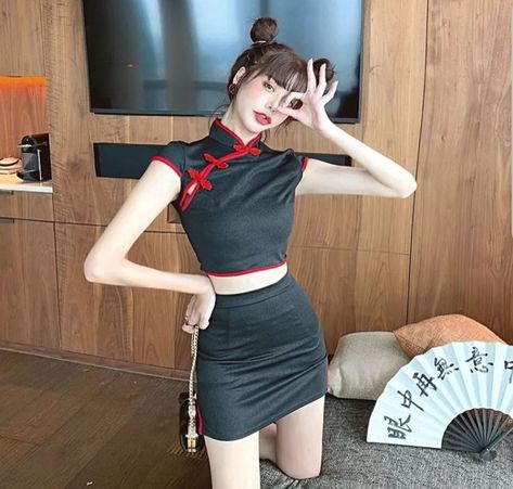 Mini Skirt And Top, Chinese New Year Outfit, Qipao Cheongsam, New Years Outfit, Skirt And Top, New Retro, Cheongsam Dress, 2019 Fashion, Cheongsam