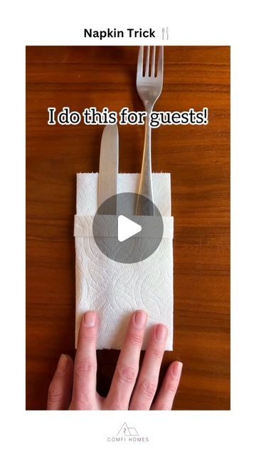 Comfi Home on Instagram: ""Spill No More. Napkin Mastery Achieved!" 🍴💆‍♀️ 📌I hope our video helped you learn something new today ❤️ For more content like this follow us 😊🤝 @comfihomespage DM For Credit or Removals. 🙏 📽️:jeffandlaurenshow #napkins #trick #homedecor #interiordesign #guests #table #crafts #diy #home #interior #design #house #aesthetic #homesweethome #decoration #furniture #lifehacks #interiors #homedecoration #livingroom #interiordecor #idea #gamechanger #lightroom #interiorstyling #homeinspo #walldecor #inspiration #comfihomes" House Hacks Diy, Thanksgiving Napkin Folds, Thanksgiving Table Settings Diy, Napkin Ideas, Fancy Napkin Folding, Christmas Napkin Folding, Easy Napkin Folding, Cloth Napkin Folding, Diy Home Interior