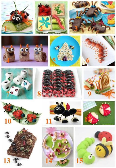 15 Adorable Bug Snacks and treats roundup_bugfood Insect Snacks, Bug Party Food, Bug Party Ideas, Bug Themed Party, Edible Bugs, Insect Party, Bug Snacks, Bug Birthday Party, Theme Snack