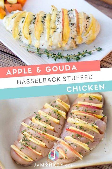 Gouda Dinner Recipes, Apple And Gouda Stuffed Chicken, Chicken And Gouda Recipes, Apple Gouda Stuffed Chicken, Baked Apple Chicken, Gouda Chicken Recipes, Chicken Apple Recipes, Chicken And Apple Recipes, Gouda Stuffed Chicken