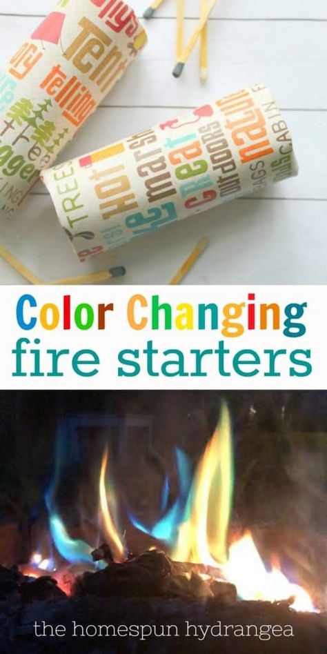 Color Changing DIY Fire Starters for Camping - The Homespun Hydrangea Diy Firestarters, Diy Fire Starters, Firestarters Diy, Campsite Ideas, Homemade Fire Starters, Camping Fire Starters, Fire Starters Diy, Camping Diy, Fire Color