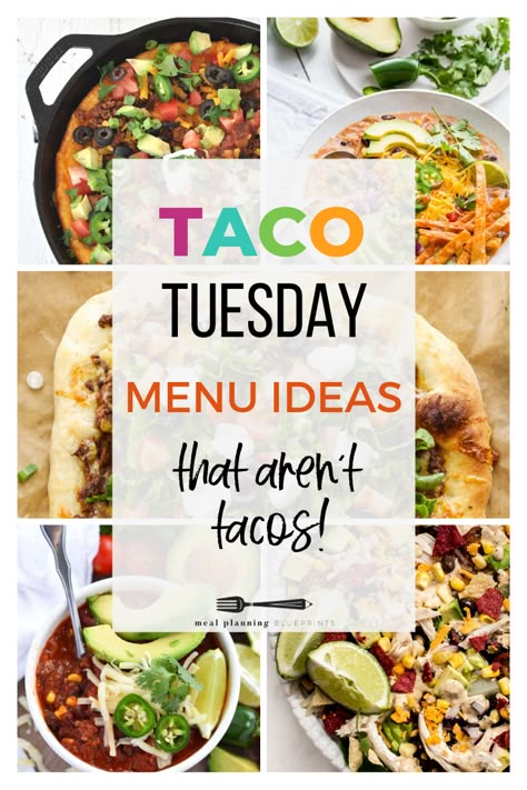 Taco Tuesday may just be THE most popular meal planning theme night ever! Here are 10 fresh Taco Tuesday menu ideas that aren't actually tacos! Spin On Taco Night, Easy Taco Night Recipes, Tuesday Meals Dinners, Taco Tuesday Night Ideas, New Taco Ideas, Taco Tuesday Meal Ideas, Tuesday Dinner Ideas Healthy, Tacos For Christmas Dinner, Easy Taco Tuesday Ideas