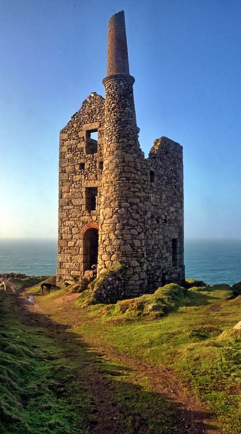 Tin mine, old engine house. Cornish Tin Mines, Engine House, Devon And Cornwall, Cornwall England, Castle Ruins, Castle House, Manx, Ghost Towns, Cubism