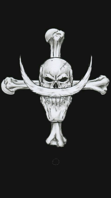 Jolly Roger, Black Background, One Piece, Black