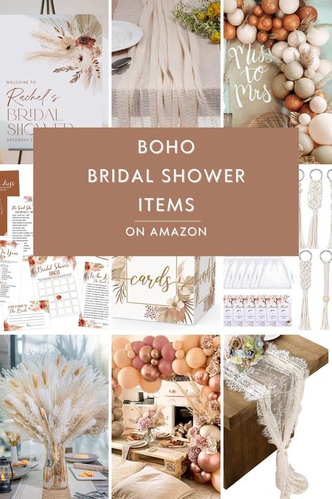 Boho Bridal Shower Flower Centerpieces, Boho Modern Bridal Shower Ideas, Boho Couple Shower Ideas, Bridal Shower Ideas Decorations Boho, Classy Boho Bridal Shower Ideas, Boho Stock The Bar Party, Bohemian Balloon Garland, Hobo Bridal Shower Ideas, Boho Chic Bridal Shower Ideas Decor