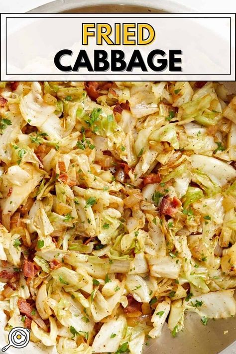 Fried Cabbage Fried Cabbage With Bacon, Cabbage With Bacon, Bacon Fried Cabbage, Vegetarian Chicken, Bacon Fries, Cabbage And Bacon, Cooked Cabbage, Fried Cabbage, Comfort Food Southern