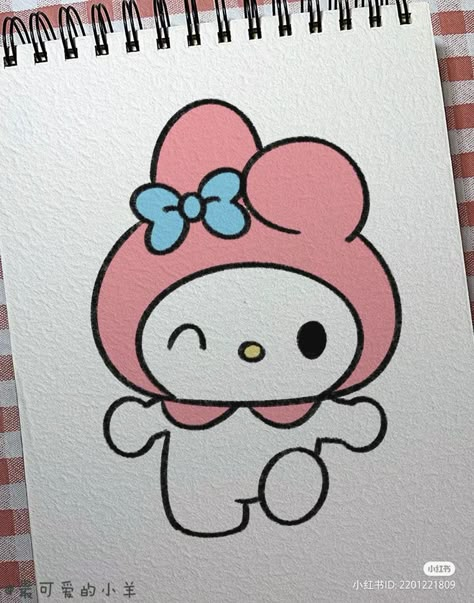 Sanrio Doodle Art, Sanrio Cute Drawing, Cute Little Things To Draw, Cute Sanrio Drawings, Sanrio Drawing, Sanrio Drawings, Easy Cartoon Drawings, Cute Easy Doodles, Easy Love Drawings