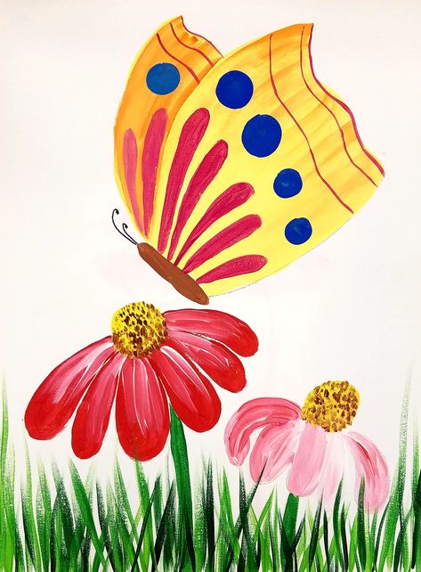 Paint Butterflies Easy, Butterfly Painting For Kids, Easy Butterfly Painting, Butterfly Painting Easy, Kids Painting Ideas, Guided Painting, Success Drawing, Butterfly Acrylic Painting, Acrylic Painting For Kids