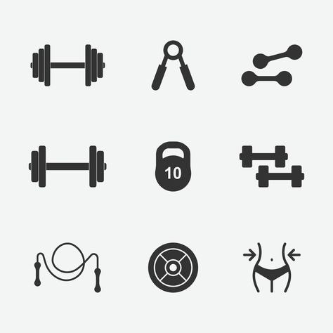 Vector illustration of gym icons set Gym Pictogram, Gym Aesthetic Anime, Gym Vector Illustration, Gym Instruments, Gym Icons, Gym Illustration, Ancient Egyptian Clothing, Gym Icon, Egyptian Clothing