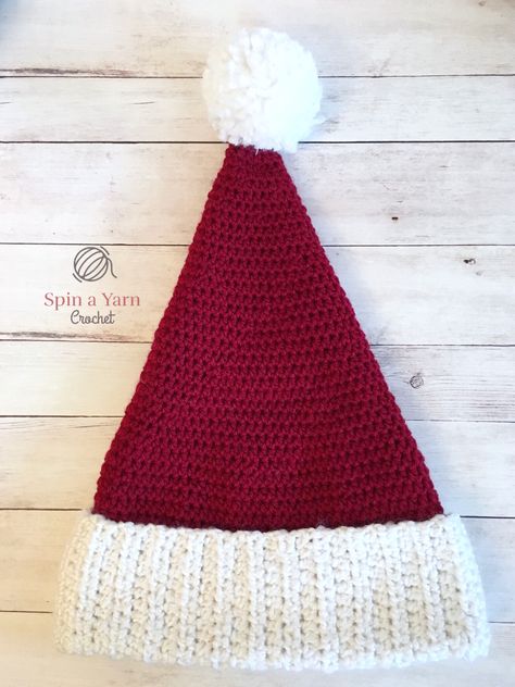 Crochet Santa Hat Free Pattern, Crochet Santa Hat Pattern, Santa Hat Pattern, Crochet Santa Hat, Crochet Christmas Hats, Crochet Santa, Holiday Hats, Bonnet Crochet, Crochet Beanie Pattern