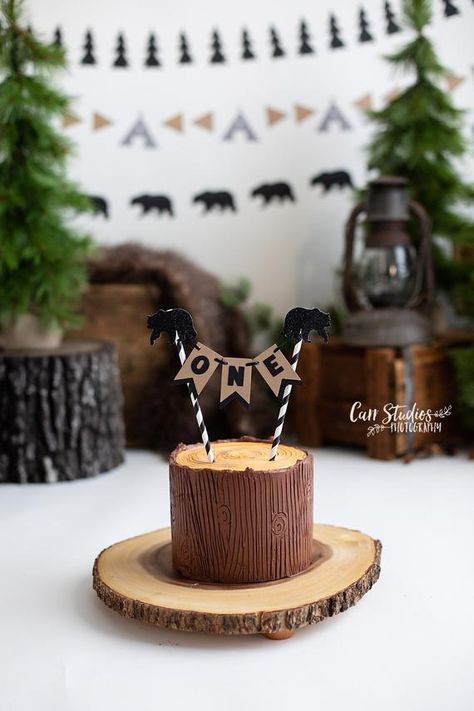 Lumberjack Cake Topper, Happy Camper Birthday Party, Bear Decorations, Lumberjack Party Decorations, Lumberjack Cake, Lumberjack Birthday, Lumberjack Party, Boys First Birthday Party Ideas, Bear Cake Topper