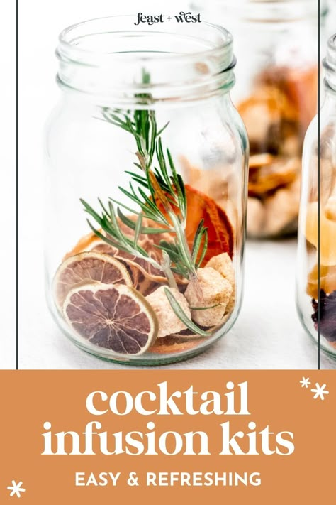 Diy Infused Vodka, Cocktails With Dried Fruit, Dried Fruit Mason Jar Drinks, Diy Cocktail Kits Crowded Kitchen, Dried Fruit Ideas, Infused Vodka Recipes Christmas, Dried Fruit Gift Ideas, Dried Fruit Drink Recipes, Dried Fruit For Drinks