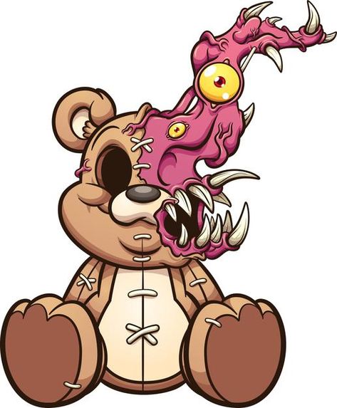 Monster Teddy Bear, Teddy Bear Template, Evil Teddy Bear, Bear Template, Teddy Bear Drawing, Petit Tattoo, Bear Drawing, Cartoon Monsters, Graffiti Characters