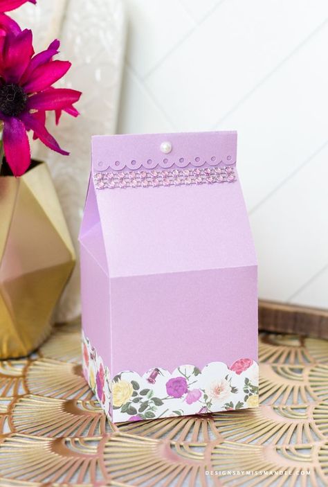 Tea Party Template, Treat Boxes Diy, Boxes Craft, Craft Cricut, File Template, Milk Box, Paper Lace, Milk Carton, Cricut Free