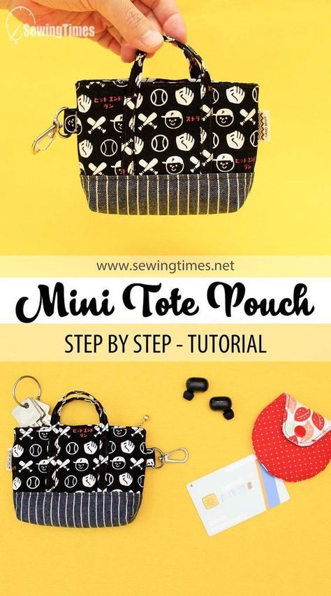 DIY Min Tote Purse Bag | Cute Money Pouch Sewing Tutorial [sewingtimes] Crochet Coin Pouch, Christmas Outfits Aesthetic, Crochet Mini Pouch, Crochet Bag Charm, Cute Money, Mini Pouch Bag, Pretty Tote Bags, Crafts Sewing Projects, Pouch Sewing