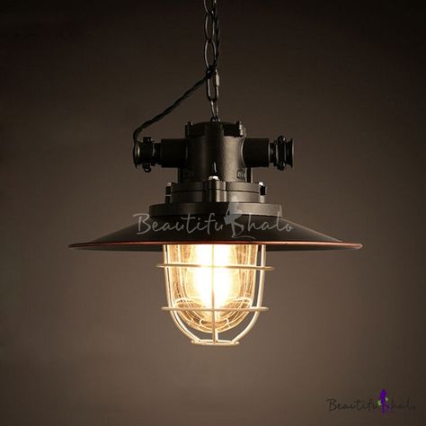 I like this. Do you think I should buy it? Small Kitchen Dark, Kitchen Dark Walls, Home Bar Lighting, Church Renovation Ideas, Industrial Cage Pendant Light, Modern Rustic Cabin, Farm To Table Restaurant, Industrial Office Furniture, Bbq Hut