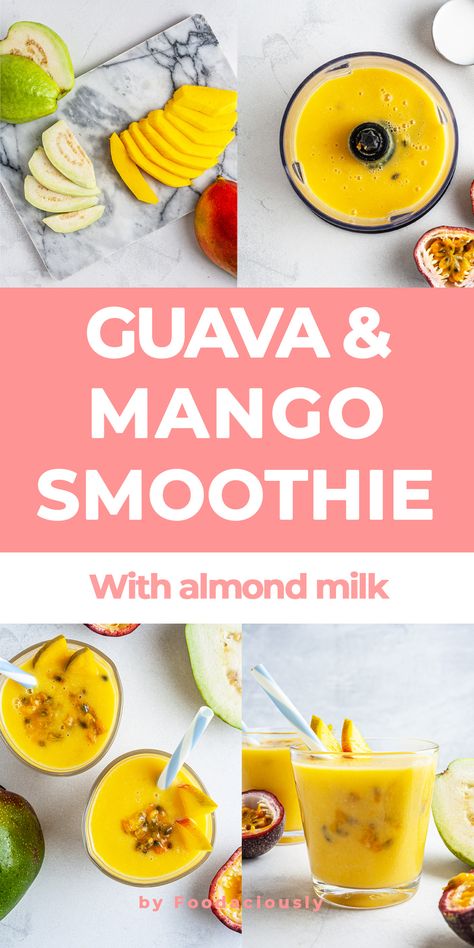 Guava Smoothie, Smoothie Without Banana, Milkshake Recipe Easy, Mango Smoothie Recipes, Smoothies With Almond Milk, Healthy Drinks Smoothies, Mango Recipes, The Smoothie Diet, Easy Smoothie Recipes