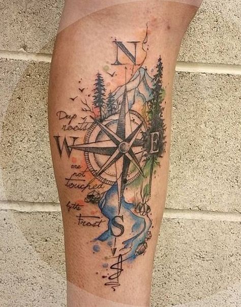 Where ya will go A compass is a navigational instrument to determine the direction of magnetic north, which is important for the mariners of early age to find their way of navigation. Compass tattoo, or its derived compass rose tattoo… Continue Reading → Shock Tattoo, Western Tattoo, Compass Tattoo Design, Rabbit Tattoos, Disney Tattoo, Geniale Tattoos, Tatuaje A Color, All Who Wander, Deep Roots