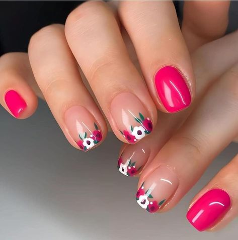 Short Fake Nails, Cute Gel Nails, Easy Nails, Her Nails, Floral Nails, Fancy Nails, Chic Nails, Flower Nails, Nail Art Ideas