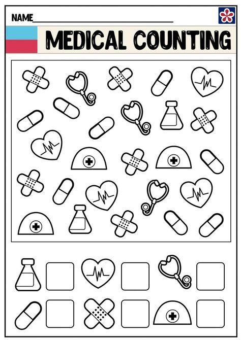 Community Helpers Worksheets: Doctor | TeachersMag.com Nurse Worksheets Preschool, Doctor Kindergarten, Community Helpers Math Activities Preschool, Community Helpers Doctor Activities, Doctor Worksheets Preschool, Community Helpers Nurse, Community Helpers Math Activities, Community Helpers Worksheets Preschool, Doctor Craft