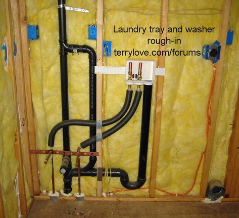 Proper venting of washing machine and sink drain in basement | Terry Love Plumbing Advice & Remodel DIY & Professional Forum Laundry Room Plumbing, Plumbing Vent, Plumbing Diagram, Plumbing Layout, Laundry Box, Box Installation, Pex Plumbing, Sink Plumbing, Basement Laundry Room