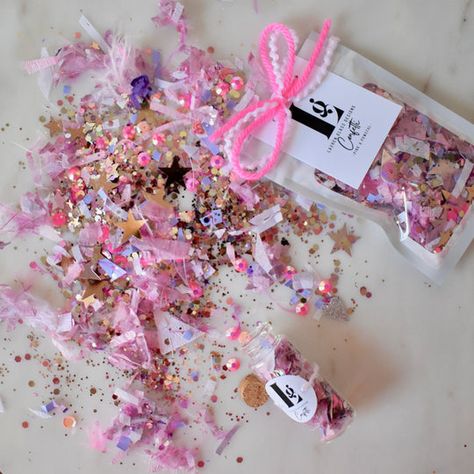 Lauren Glass Designs Confetti Ornaments, Confetti Art, Golden Bday, Summer Window Display, Party Boutique, Diy Gift Box Template, Diy Packaging, Princess Parties, Summer Window