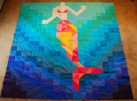 de Jong Dream House Mermaid Quilt Pattern, Mermaid Quilt, History Of Quilting, Childrens Quilts, Mermaid Pattern, Animal Quilts, Half Square Triangles, Quilt Block Patterns, Easy Quilts