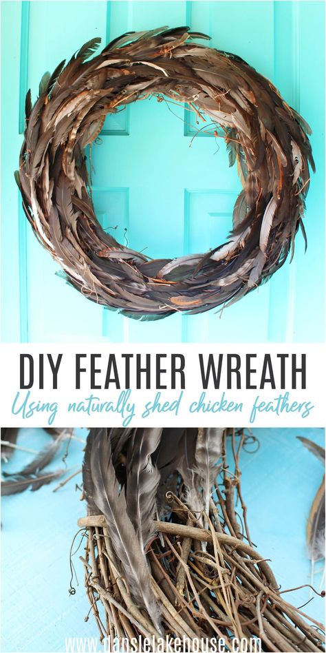 Need Feather Wreath Ideas/ Check Out This DIY Feather Wreath Tutorial (Using Chicken Feathers). Learn how to make a DIY feather wreath - it's EASY. Click through for this fall wreath DIY and more easy DIY fall craft ideas. Fall wreaths for front door inspiration and DIY fall wreaths. Fall DIY decor and fall DIY projects galore! Fall DIY decorations anyone can make, including fall DIY wreaths. Chicken crafts DIY ideas. Feather Wreaths Diy, Things To Do With Feathers Crafts Ideas, Feather Wreath Diy How To Make, Chicken Feather Wreath Diy, Chicken Feathers Crafts, Feather Ideas Diy Crafts, Wreaths With Feathers, Chicken Feather Art, Diy Feather Wreath