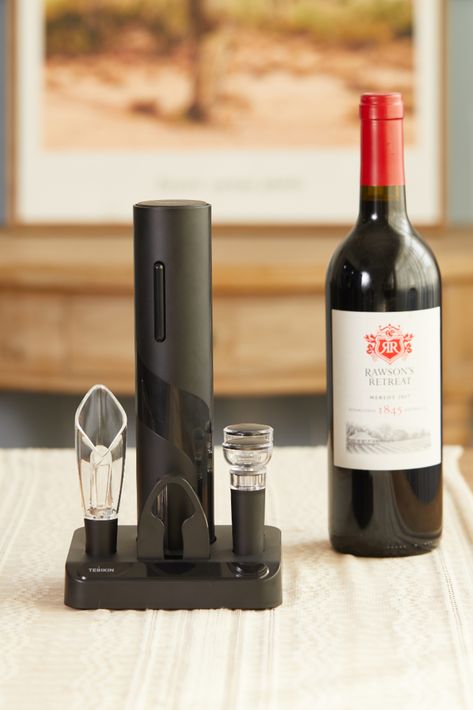 TEBIKIN Automatic Wine Bottle Openers, Cordless Battery Powered Corkscrew with Vacuum Wine Stoppers , Wine Aerator Pourer, and Foil Cutter for Home, Kitchen, Party, Bar, and Father's Day Gifts Vine Bottle, Wine Gadgets, Wine Aerator Pourer, Wine Aerator, Electric Wine Opener, Wine Bottle Corks, Wine Set, Bottle Corks, Wine Bottle Opener