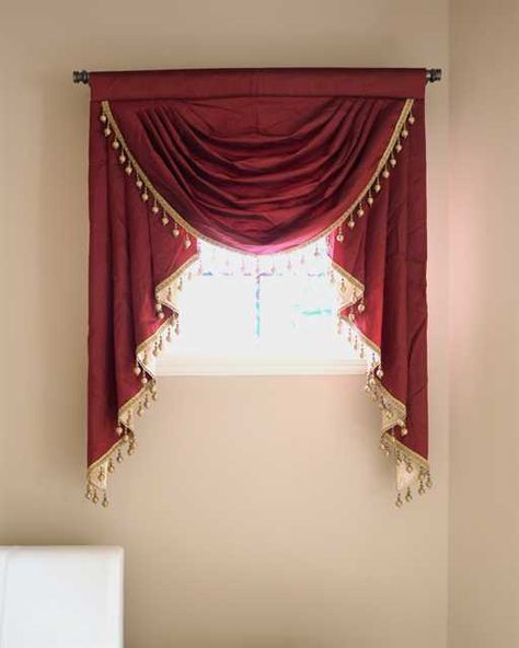 Swags And Tails, Curtain Sewing Pattern, Drapery Styles, Swag Curtains, Curtains And Draperies, Drape Panel, Custom Window Treatments, Arched Windows, Curtain Patterns