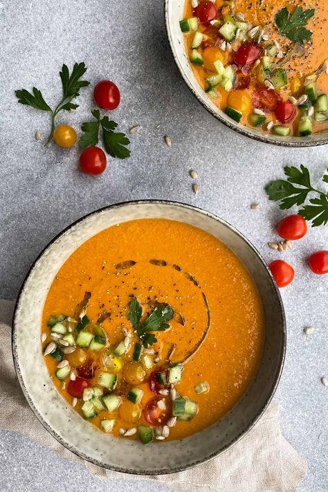 Authentic Spanish Gazpacho Recipe (The Real Deal!) Spanish Gazpacho Recipe, Authentic Gazpacho Recipe, Spanish Gazpacho, Cold Soup Recipes, Gazpacho Recipe, Fresh Eats, Summer Soup, Spanish Recipes, Creamy Cucumbers