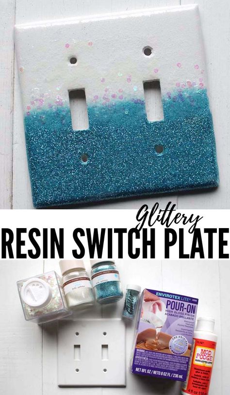 Resin Switch Plate Covers, Resin Light Switch Plate, Glitter Light Switches, Light Switch Covers Diy, Resin Inspiration, Resin Crafting, Resin Creations, Fun Projects For Kids, Epoxy Art