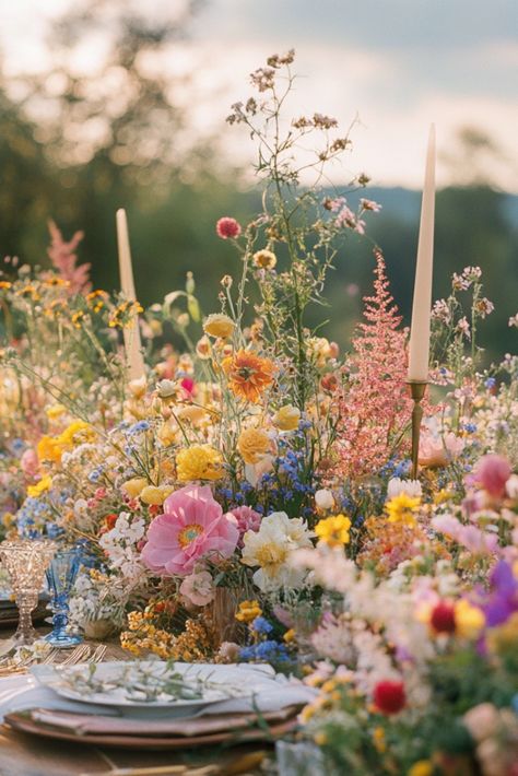 30+ Dreamy Wildflower Wedding Themes for Nature-Loving Couples Wedding Garden Reception, Peony Wedding Centerpieces Rustic, Eclectic Floral Wedding, Boho Vintage Wedding Table Decor, Black Wildflower Wedding, Earthy Beach Wedding, Earthy Color Wedding, English Country Garden Wedding Flowers, Autumn Wedding Theme Color Schemes