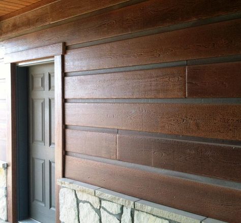 Photo Gallery-Concrete Log and Timber Siding Log Cabin Vinyl Siding, Log Siding Exterior, Vinyl Log Siding, Concrete Siding, Exterior House Siding, Log Siding, Rustic Exterior, Siding Colors, House Siding