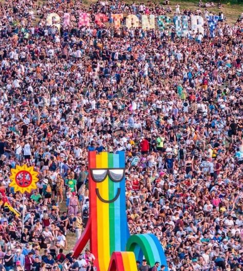 Glastonbury Music Festival on Instagram: “Who found rainbow man at Glastonbury festival 2022?❣🚜♥️🎸🎪🧻🐄🌈 . . . Credit to @paulinsect #festival #fun #festivals #festivalseason…” Rainbow Gathering Festivals, Glastonbury England, Glastonbury Music Festival, Glastonbury Festival 2022, Glastonbury Tor, Glastonbury Festival, London Film Festival, Music Festival, Festival Season