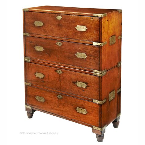 British Campaign Furniture, First French Empire, Campaign Chest, Lined Drawers, Campaign Furniture, East India Company, Detail Design, Shop Projects, Cabinet Making