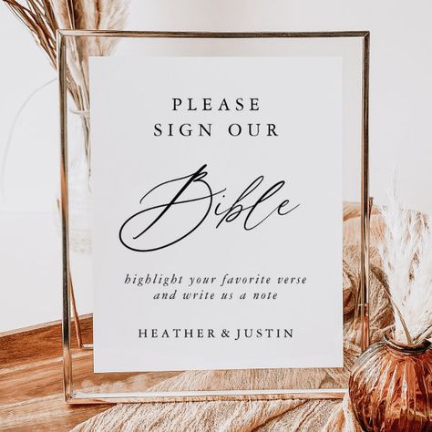 Elegant Calligraphy Wedding Bible Guest Book Sign Wedding Bible Sign Guest Books, Diy Guest Book Sign, Wedding Bible Guest Book, Bible Guest Book, Bible Verse Wedding, Table Signs Wedding, Bible Calligraphy, Guest Book Sign Wedding, Wedding Guest Book Table