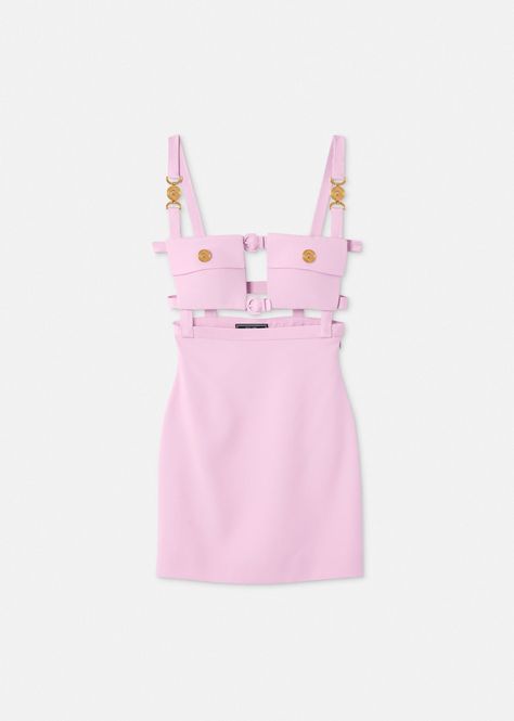 Versace Women's Medusa '95 Cutout Mini Dress in Pink | Versace US Versace Clothes Women, Dua Lipa X Versace, Versace Clothes, Pink Versace, Dresses Versace, Versace Shorts, Barbie Sewing, Versace Pink, Cutout Mini Dress