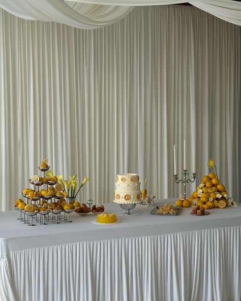 My yellow is not mellow. @mimosaposy 🌼🍋💛🧈 We designed the entire setting around a palette of yellow, lemon, and pearl. (based on the first references i received from @primprims) 🍋 I've tried to incorporate a touch of lemon into everything; the tables, place cards and the cakes. Even the dessert table features biscuits with a lemon filling. 😋 Really enjoyed bringing this vision to life. 💛 Yellow And White Party, Yellow Party Decorations, Birthday Goals, Yellow Party, My Yellow, Lemon Filling, White Party, Place Cards, Dessert Table