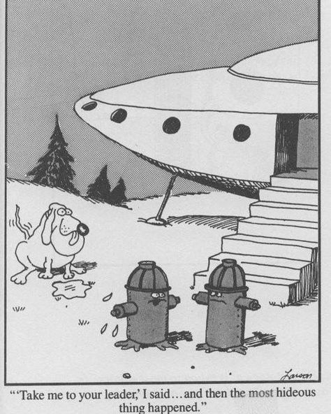 😂😂😂 #funny #TheFarSide #friday #dogs The Far Side Gallery, Take Me To Your Leader, Gary Larson Far Side, Gary Larson Cartoons, Best Comics, Cowboys & Aliens, Far Side Cartoons, Far Side Comics, Sick Humor