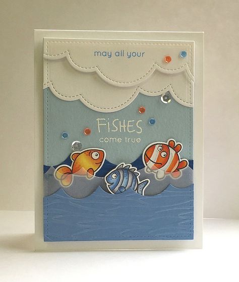 SSS_FISHES | by hamiltonkim55 Fish Cards Handmade, Fish Card, Fish Cards, Fishing Birthday Cards, Jennifer Mcguire Cards, Handmade Greeting Card Designs, Fishing Cards, Fishing Birthday, Summer Cards