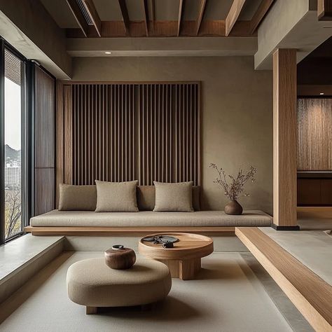 Japandi Living Room Zen: Achieving Calm with Scandinavian and Japanese Fusion Japanese Lounge Room, Small Japandi Living Room, Japandi Luxury, Japanese Interior Design Traditional, Japan Interiors, Japanese Modern Interior, Japanese Minimalist Living Room, Japandi Black, Japanese Scandinavian Interior