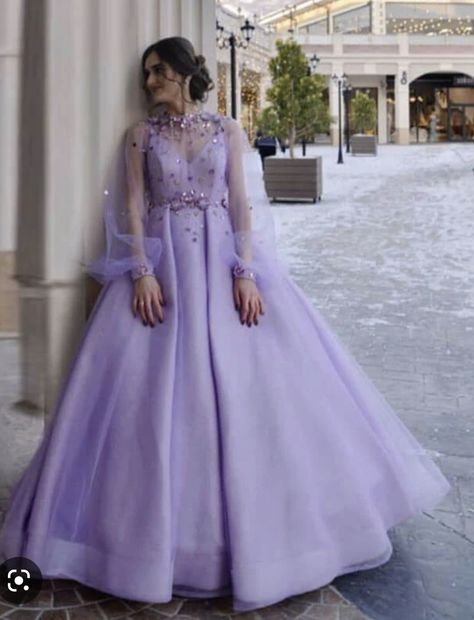 Purple Ball Gown Dress, Light Purple Ball Gown, Light Purple Wedding Dress, Dresses With Embroidery, Lavender Wedding Dress, Light Purple Wedding, Wedding Dresses Long Sleeves, Purple Ball Gown, Dresses Long Sleeves