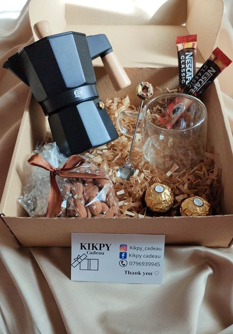 Coffee box Coffee Box Gift Ideas, Employee Gift Ideas, Positive Work Culture, Iced Coffee Gifts, Coffee Gifts Box, Homemade Gift Baskets, Coffee Box, Job Well Done, Wedding Gifts Packaging