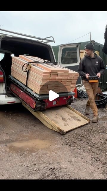 Oli Carter on Instagram: "@trackedcarriers GAME CHANGER 💪. This little electric remote controlled tracked carrier can carry 2.2tons into any location, with attachments for a crane and tow hitch it is revolutionising how we work, smarter not harder 👊. #adventurousjoinery #timberframing #trackedcarrier #electric #robot #woodworking #hamdmade #timberframe #forwardthinking #worksmarternotharder #landscaping #machine #toolsofthetrade #tool #remotecontrol" Lake House Food Ideas, Work Smarter Not Harder, Tow Hitch, Diy Science, 2x4 Furniture, Smarter Not Harder, Lake Food, Front Yard Landscaping Simple, Wooden Pallet Projects