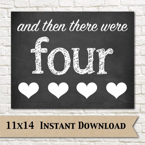 And Then There Were Four // Pregnancy Announcement by EensyAva Baby Number 4 Announcement Funny, Then There Were Four, Pregnancy Announcement Chalkboard, Expecting Announcement, Pregnancy Chalkboard, Baby Number 2, Announcement Sign, Crawling Baby, Handmade For Sale