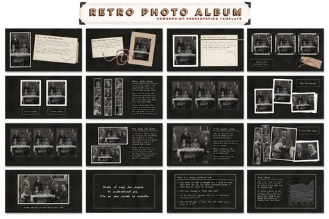 Retro Photo Album PPT Template #Album#Photo#Retro#PPT Photo Album Template, Album Template, Digital Photo Album, Vintage Photo Album, Powerpoint Slide Designs, Photo Presentation, Promotion Poster, Photo Album Design, Powerpoint Design Templates