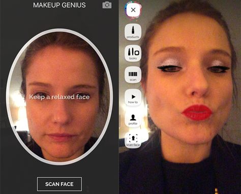 Did you know that there are a number of apps out there that promise to give you believable makeovers? Yes: As in, actually apply virtual makeup to a picture of your face. It sounded too good (and fun) to be true. I decided to investigate, trying out four free makeup apps. Here's what I discovered. App #1: Modiface MakeUp After aligning dots (for guidelines) on your lips, eyes, and brows, Modiface allows you to do a virtual makeover by selecting from a wide range of cosmetics — foundation, ey... Virtual Makeup, Makeup App, Smart Mirror, Apply Makeup, Free Makeup, Mirror Mirror, How To Apply Makeup, My Phone, Augmented Reality